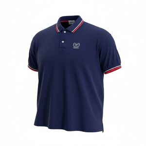 Vintage Izod Lacoste Mens XL Navy Blue Tennis Crest Polo Shirt Striped Trim